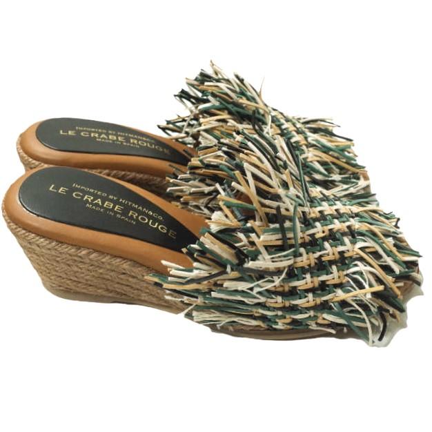 新品 LE CRABE ROUGE ルクラベルージュ スペイン製 COLUMBIA 異素材フリンジ ウエッジソールサンダル 36(23cm) BLACK/GREEN/CUERO g12654 |  | 02