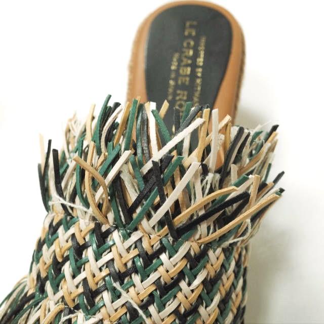 新品 LE CRABE ROUGE ルクラベルージュ スペイン製 COLUMBIA 異素材フリンジ ウエッジソールサンダル 36(23cm) BLACK/GREEN/CUERO g12654 |  | 05