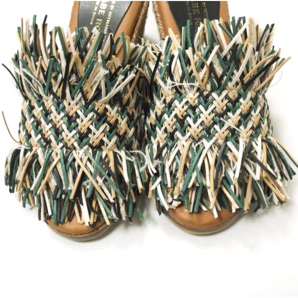 新品 LE CRABE ROUGE ルクラベルージュ スペイン製 COLUMBIA 異素材フリンジ ウエッジソールサンダル 36(23cm) BLACK/GREEN/CUERO g12655 |  | 04