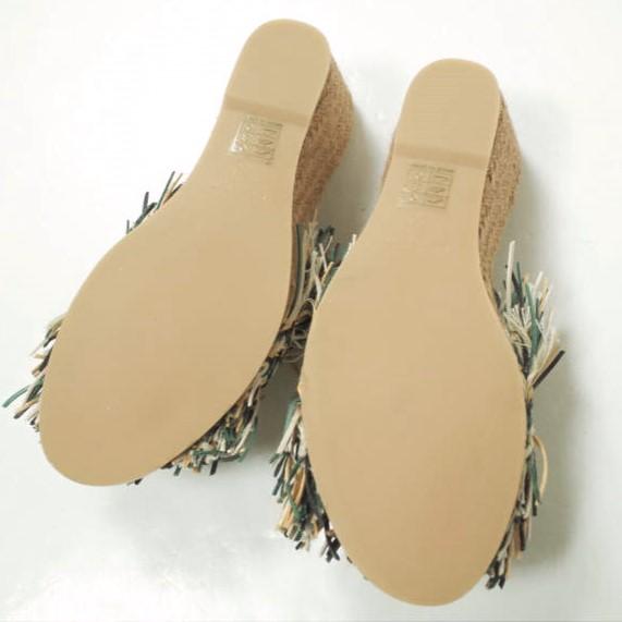 新品 LE CRABE ROUGE ルクラベルージュ スペイン製 COLUMBIA 異素材フリンジ ウエッジソールサンダル 36(23cm) BLACK/GREEN/CUERO g12655 |  | 08