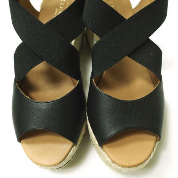 新品 LE CRABE ROUGE ルクラベルージュ スペイン製 CLASSIC ウエッジソールストラップサンダル 38(24cm) BLACK シューズ g12661 |  | 04