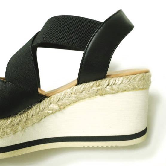 新品 LE CRABE ROUGE ルクラベルージュ スペイン製 CLASSIC ウエッジソールストラップサンダル 38(24cm) BLACK シューズ g12661 |  | 06