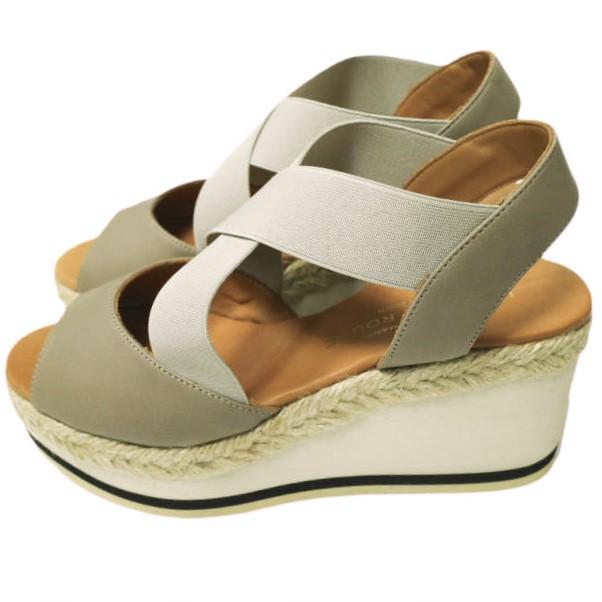 新品 LE CRABE ROUGE ルクラベルージュ スペイン製 CLASSIC ウエッジソールストラップサンダル 36(23cm) TAUPE シューズ g12663 |  | 01