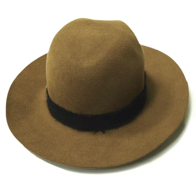 新品 maniera マニエラ Shaggy Ribbon Hat ウールフェルト ロングブリム シャギーリボンハット MEL-16301 S CAMEL DeoRex 中折れ g12678 |  | 01
