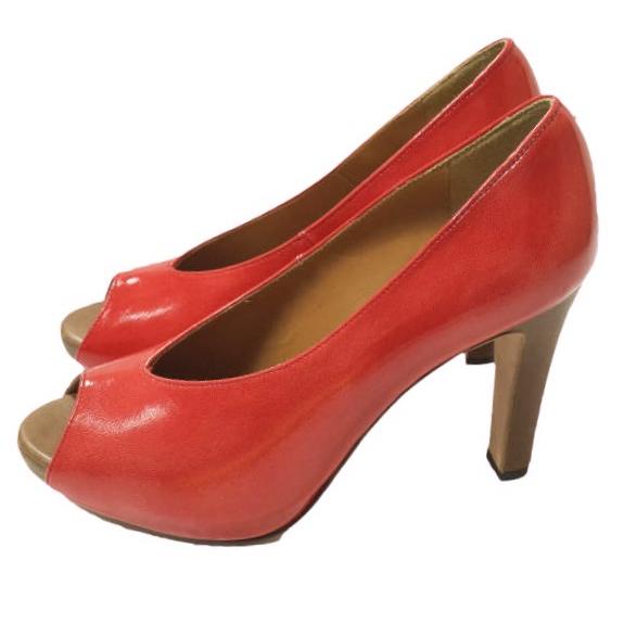 新品 ombre de peridopal オンブルドゥペリドパール パテントレザーオープントゥヒールパンプス OM1410-008 36(22.5-23cm) RED g12715 |  | 01