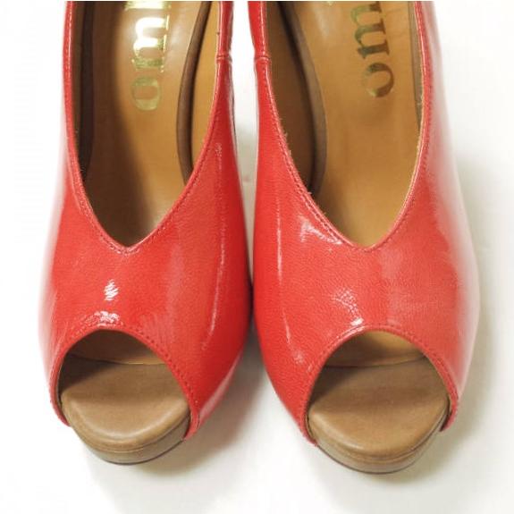 新品 ombre de peridopal オンブルドゥペリドパール パテントレザーオープントゥヒールパンプス OM1410-008 36(22.5-23cm) RED g12715 |  | 04