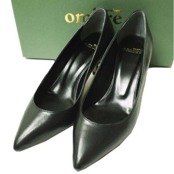 新品 ombre de peridopal オンブルドゥペリドパール ポインテッドトゥレザーヒールパンプス OM1530-057 35 1/2(22-22.5cm) BLACK シューズ | 