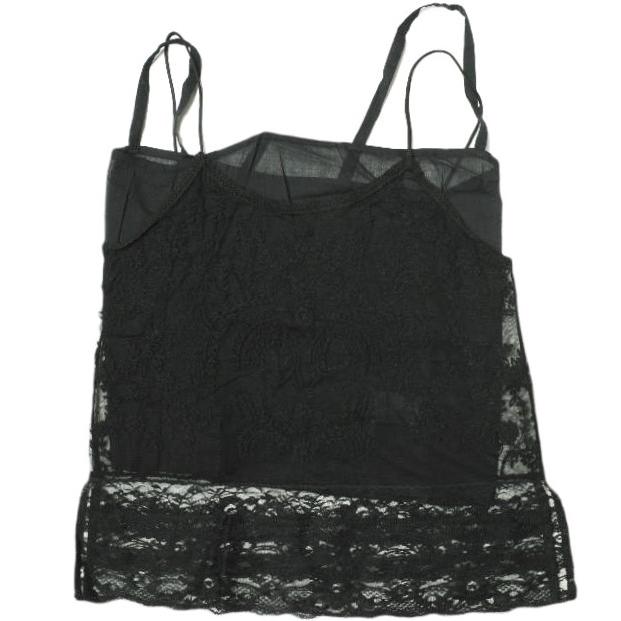 新品 QUEENE AND BELLE クイーンアンドベル VICTORIA CAMI Embroidered tulle 刺繍チュールキャミソール S BLACK レース 定価47,300円 | 