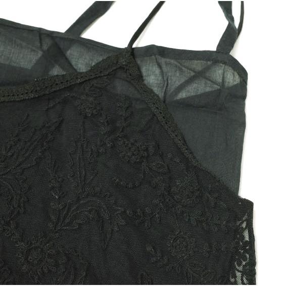 新品 QUEENE AND BELLE クイーンアンドベル VICTORIA CAMI Embroidered tulle 刺繍チュールキャミソール S BLACK レース 定価47,300円 |  | 05