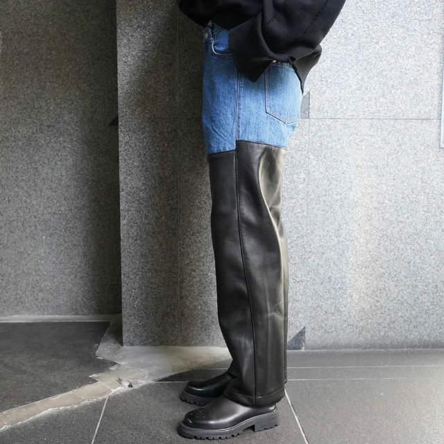 新品 stein シュタイン 22SS Leather Combination Denim Jeans 新品 stein シュタイン 22SS Leather Combination Denim Jeans