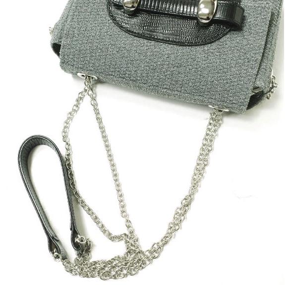 新品 TOFF＆LOADSTONE トフ＆ロードストーン ニット×リザード型押しレザー チェーンショルダーバッグ TL-5110 GRAY 定価31,900円 カバン |  | 07