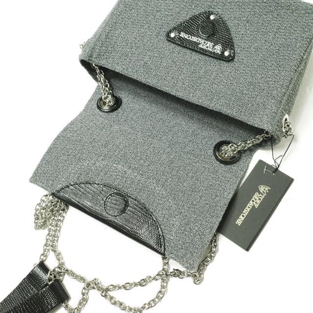新品 TOFF＆LOADSTONE トフ＆ロードストーン ニット×リザード型押しレザー チェーンショルダーバッグ TL-5110 GRAY 定価31,900円 カバン |  | 08
