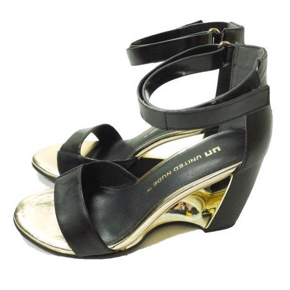 新品 UNITED NUDE ユナイテッドヌード Bella II アンクルストラップ ウエッジソールレザーサンダル 36(23-23.5cm) BLACK/GOLD UN g12829 |  | 01