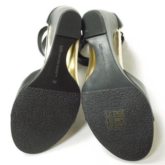 新品 UNITED NUDE ユナイテッドヌード Bella II アンクルストラップ ウエッジソールレザーサンダル 36(23-23.5cm) BLACK/GOLD UN g12829 |  | 08