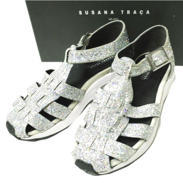 新品 SUSANA TRACA スサナトラサ イタリア製 グリッタースニーカーサンダル 6459GL 35(22.5cm) SILVER グルカ ストラップ シューズ g12877 | 