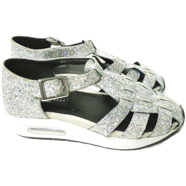 新品 SUSANA TRACA スサナトラサ イタリア製 グリッタースニーカーサンダル 6459GL 35(22.5cm) SILVER グルカ ストラップ シューズ g12877 |  | 02