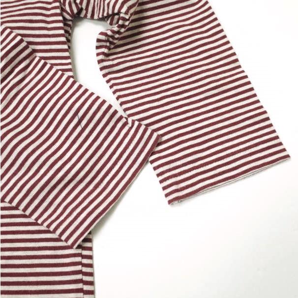 pyjama clothing ピジャマクロージング ベルギー製 七分袖UネックボーダーTシャツ Free レッド カットソー トップス g12966｜looponline｜05