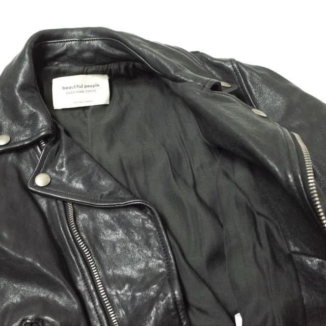 beautiful people ダブルライダースジャケット M 160 黒 beautiful people】ライダースジャケット サイズ120〜160