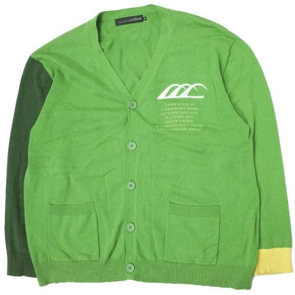 anThem アンセム 22SS ニットカーディガン XL グリーン Vネック コットンニット カラーパネル ROYAL FLASH トップス g12985 | 
