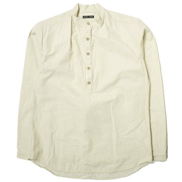 FRANK LEDER フランクリーダー ストライププルオーバーシャツ ベージュ XS ナチュラル 長袖 コットン スタンドカラー トップス g13124 | 