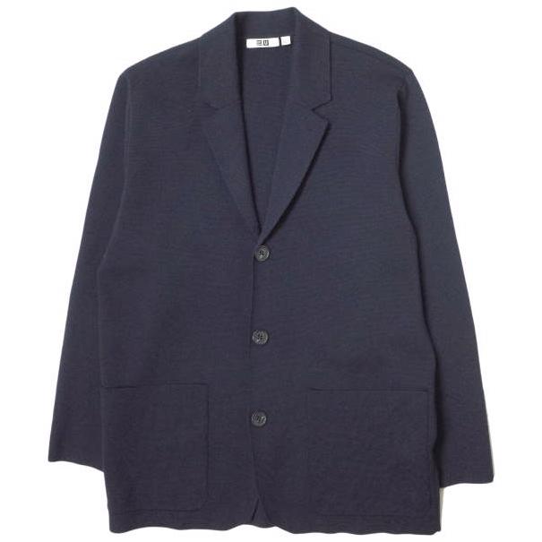 UNIQLO U ユニクロユー ミラノリブジャケット 351-432924 L NAVY ニット テーラード カーディガン クリストフルメール アウター g13350 | 