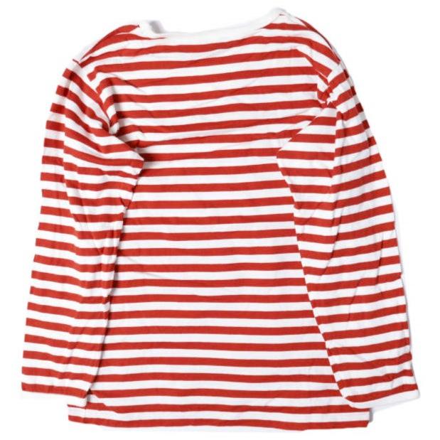 marimekko マリメッコ フィンランド製 ボーダーロングスリーブTシャツ 52631-15033 140 RED 長袖 クルーネック カットソー トップス g13379 |  | 01