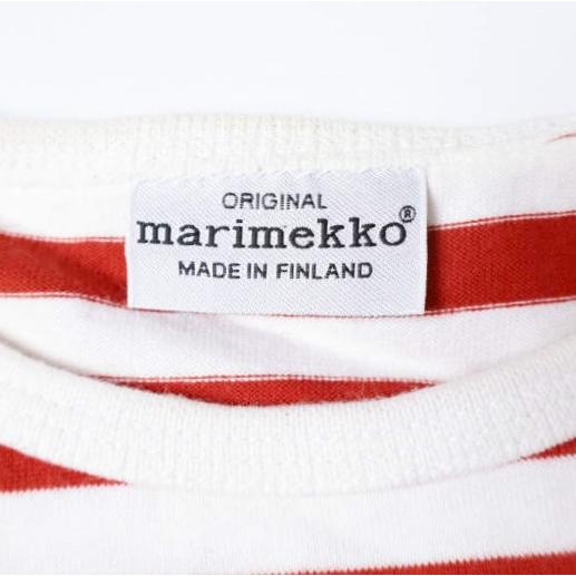 marimekko マリメッコ フィンランド製 ボーダーロングスリーブTシャツ 52631-15033 140 RED 長袖 クルーネック カットソー トップス g13379 |  | 02