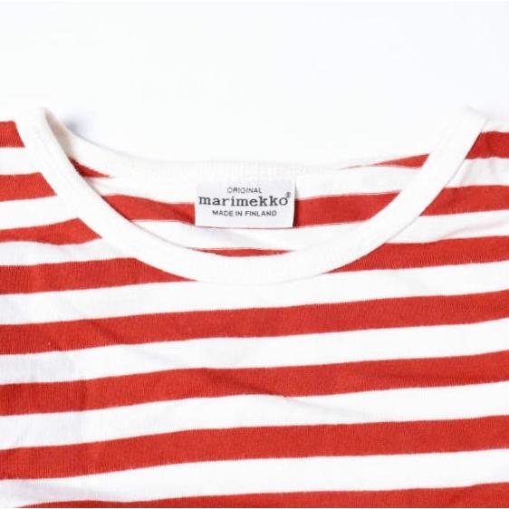 marimekko マリメッコ フィンランド製 ボーダーロングスリーブTシャツ 52631-15033 140 RED 長袖 クルーネック カットソー トップス g13379 |  | 03