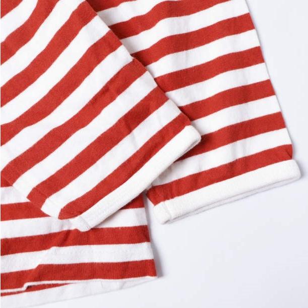 marimekko マリメッコ フィンランド製 ボーダーロングスリーブTシャツ 52631-15033 140 RED 長袖 クルーネック カットソー トップス g13379 |  | 04