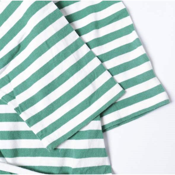 marimekko マリメッコ フィンランド製 コットンボーダーTシャツワンピース 52361-31589 160 Green/White 七分袖 クルーネック トップス |  | 04