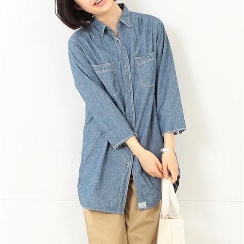 orslow x BEAMS BOY オアスロウ ビームスボーイ 別注 日本製 ロングワークシャツ 1(ONE SIZE) Blue 七分袖 シャンブレー トップス g13382 |  | 02