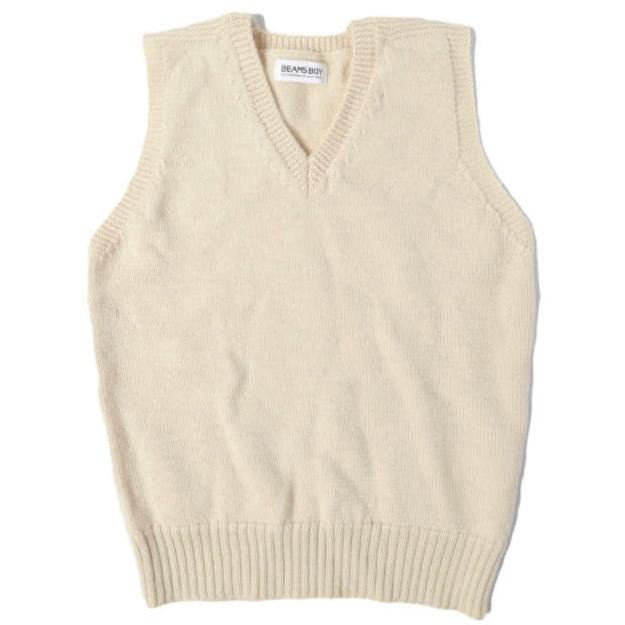 BEAMS BOY ビームスボーイ ウールVネックニットベスト 13-05-0056-138 ONE SIZE BEIGE セーター トップス g13390 | 