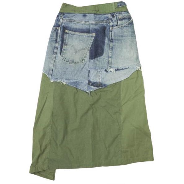 CHANGES チェンジーズ 日本製 VINTAGE REMAKE WRAP PLEATED SKIRT デニム x ミリタリー リメイクラッププリーツスカート ロング g13556 |  | 01