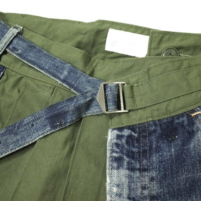 CHANGES チェンジーズ 日本製 VINTAGE REMAKE WRAP PLEATED SKIRT デニム x ミリタリー リメイクラッププリーツスカート ロング g13556 |  | 04