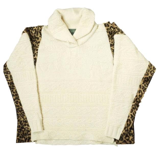 CHANGES x 御頼光 by walker チェンジーズ 別注 Remake Shawl collar knit アニマル柄切り替え ショールカラーニット Free セーター g13557 | 