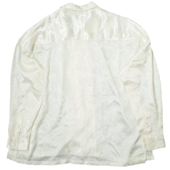 Danke Schon ダンケシェーン 23SS Hammer Satin Flower Shirt フラワー刺繍 サテンオープンカラーシャツ オフホワイト オーガン g13560｜looponline｜02