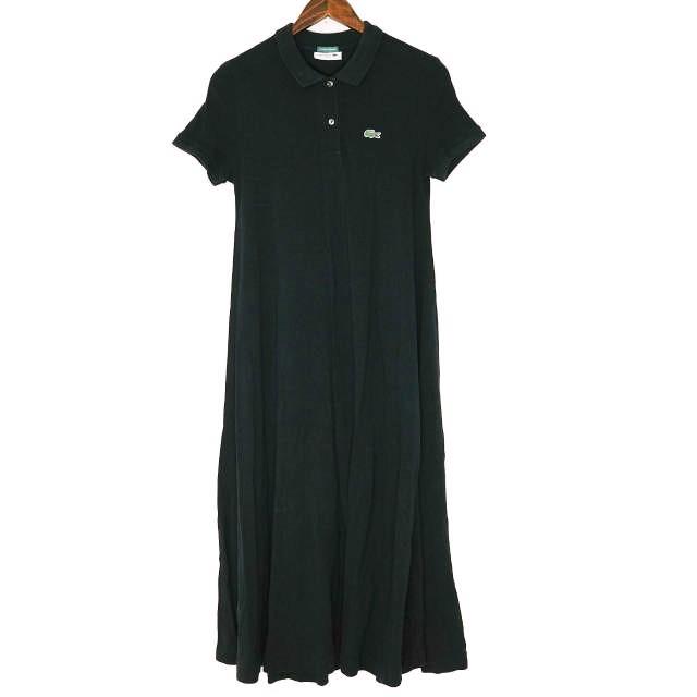 LACOSTE x BEAMS BOY ラコステ ビームスボーイ 別注 ポロワンピース EF008PL 36 ブラック 鹿の子 半袖 ポロシャツ トップス g13615 | 