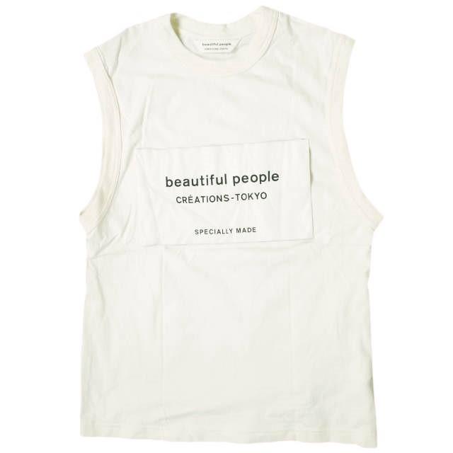 beautiful people ビューティフルピープル soft jersey big name tank top ソフトジャージービッグネームタンクトップ 1815310514 36 WHITE | 