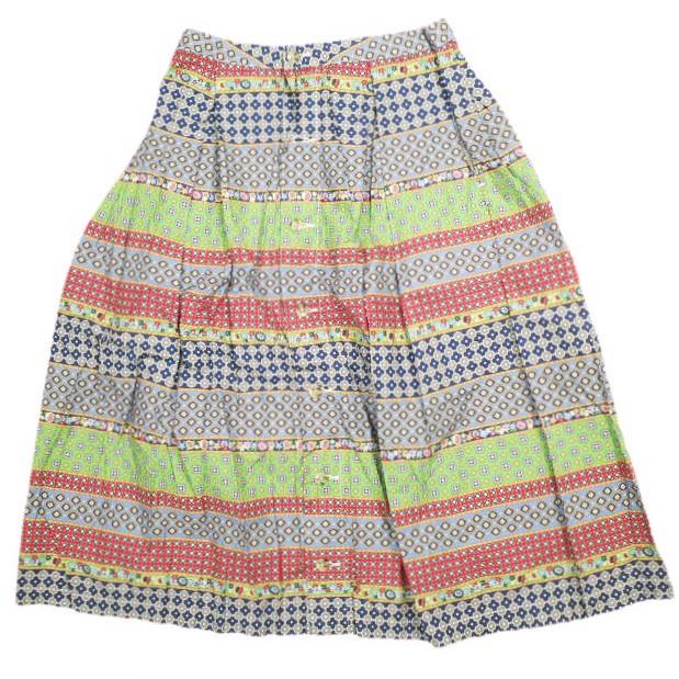 FWK by ENGINEERED GARMENTS エンジニアードガーメンツ Tuck Skirt Multicolored Foulard Hippie Stripe タックスカート １ ボタン フレア | 