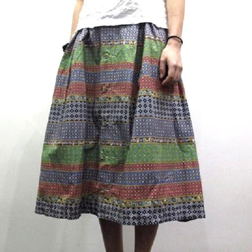 FWK by ENGINEERED GARMENTS エンジニアードガーメンツ Tuck Skirt Multicolored Foulard Hippie Stripe タックスカート １ ボタン フレア |  | 02