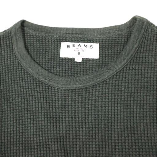 BEAMS ビームス 日本製 サーマルロングスリーブカットソー 11-14-0406-103 L チャコールグレー 長袖 ヘビーウェイト ワッフル トップス |  | 04