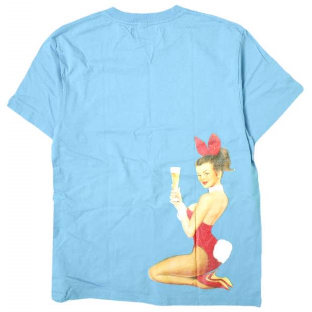 PLAYBOY x BEAMS T プレイボーイ ビームスティー 別注 Banny Illustration Tee バニーガールプリントTシャツ M BLUE 半袖 トップス g13648 | 