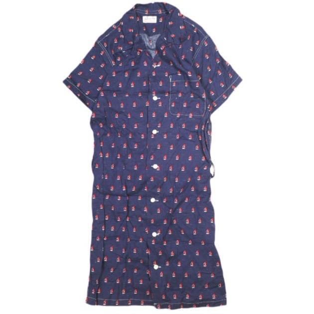 BEAMS BOY ビームスボーイ 日本製 ヨット柄シャツワンピース 13-26-1100-086 ONE SIZE NAVY 半袖 開襟 オープンカラー トップス g13674 | 