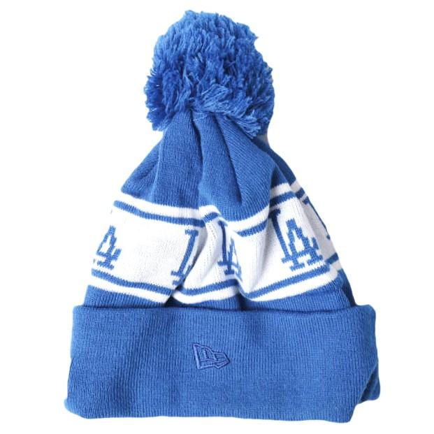 NEW ERA x BEAMS ニューエラ ビームス 別注 Pon Pon Knit Cap LA ドジャーズ ボンボン付き ニットキャップ BLUE MLB ニット帽 ビーニー | 