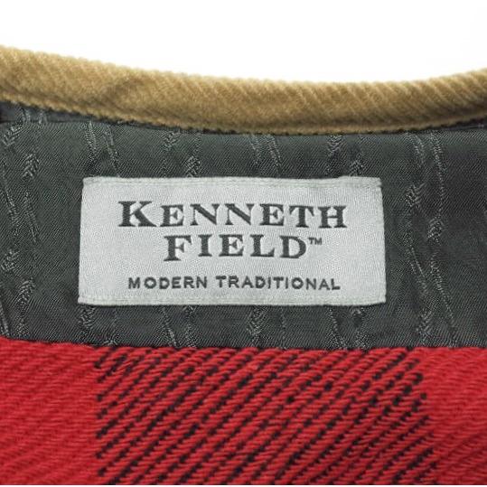 KENNETH FIELD ケネスフィールド 日本製 EZ-JAC III BLOCK CHECK ブロックチェック ノーカラーシャツジャケット XS レッド 長袖 g13764 |  | 02