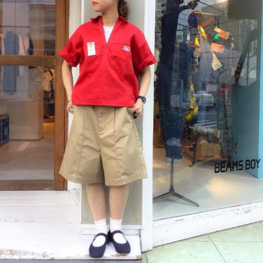 BEAMS BOY ビームスボーイ タックビッグショーツ 13-25-0202-156 ONE SIZE KHAKI T/Cツイル ショートパンツ ボトムス g13813 |  | 02