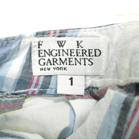 FWK by ENGINEERED GARMENTS エンジニアードガーメンツ Tuck Skirt Cotton Plaid チェックタックスカート １ WHITE/BLUE ボタン フレア |  | 02