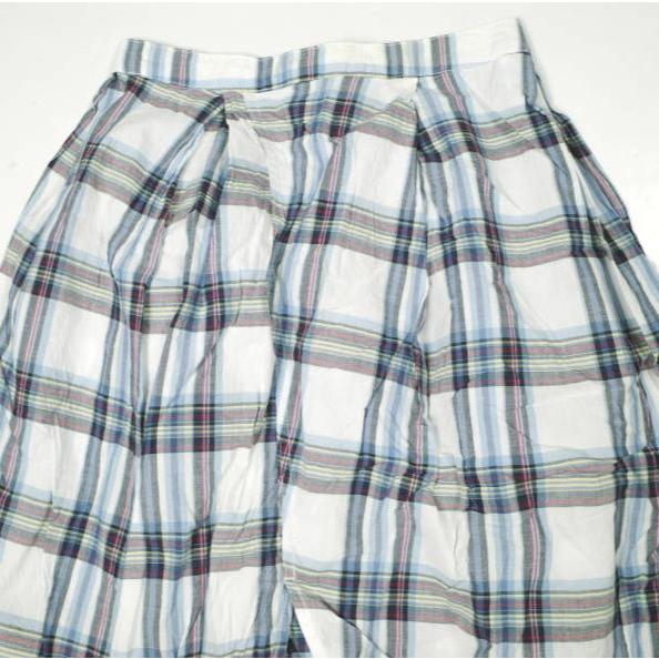 FWK by ENGINEERED GARMENTS エンジニアードガーメンツ Tuck Skirt Cotton Plaid チェックタックスカート １ WHITE/BLUE ボタン フレア |  | 04
