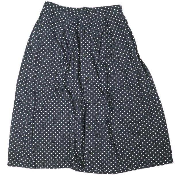 FWK by ENGINEERED GARMENTS エンジニアードガーメンツ Tuck Skirt - Printed Polka Dot ポルカドットタックスカート １ NAVY ボタン | 