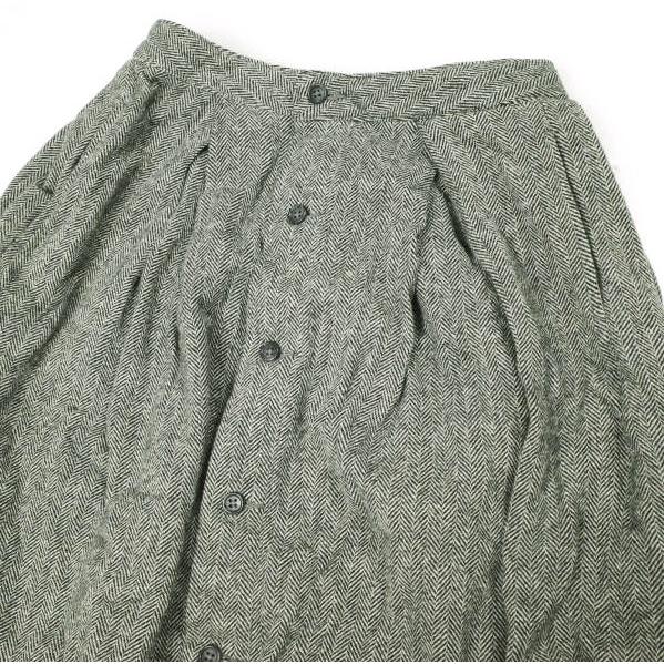 FWK by ENGINEERED GARMENTS エンジニアードガーメンツ Tuck Skirt - Wool HB ウールヘリンボーンタックスカート １ GRAY ボタン フレア |  | 03